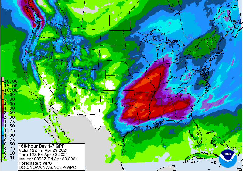 NOAA 7-day precipitation forecast