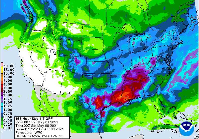 NOAA 7 day precipitation forecast