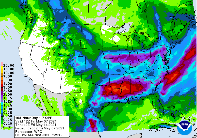 NOAA 7 day precipitation forecast