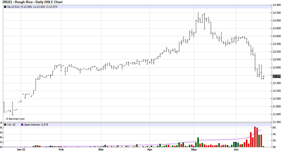 CBOT Rice Sept 21 Futures Daily