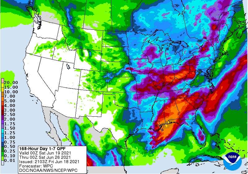 NOAA 7 day precipitation forecast