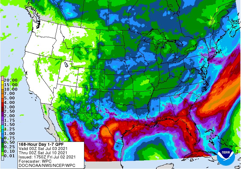 NOAA 7 day precipitation forecast