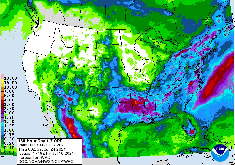 NOAA 7 day precipitation forecast