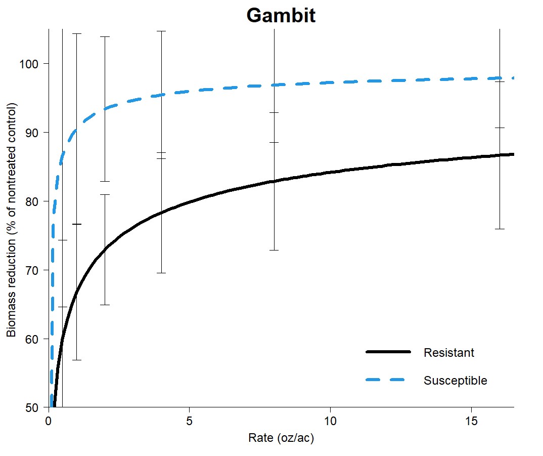 Dose response curves for Gambit on smartweed