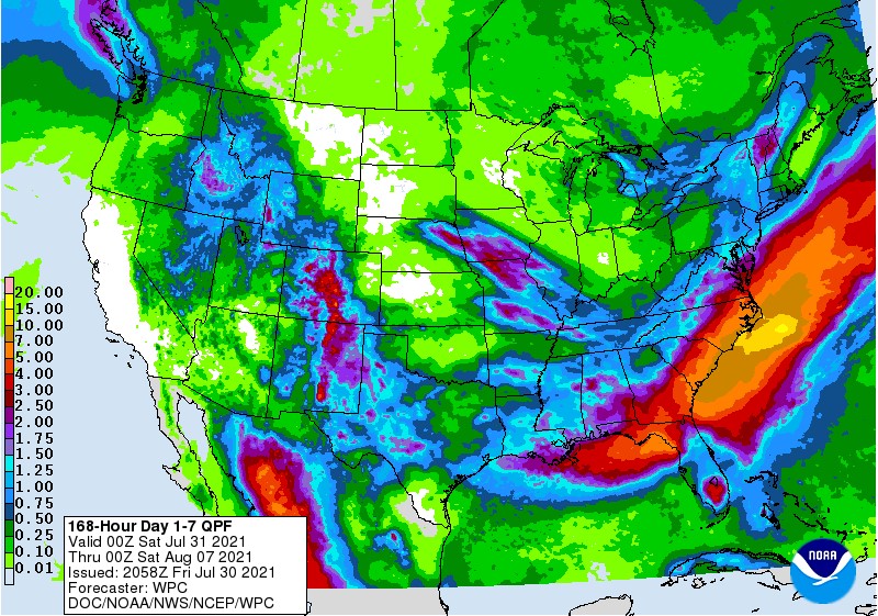 NOAA 7 day precipitation forecast