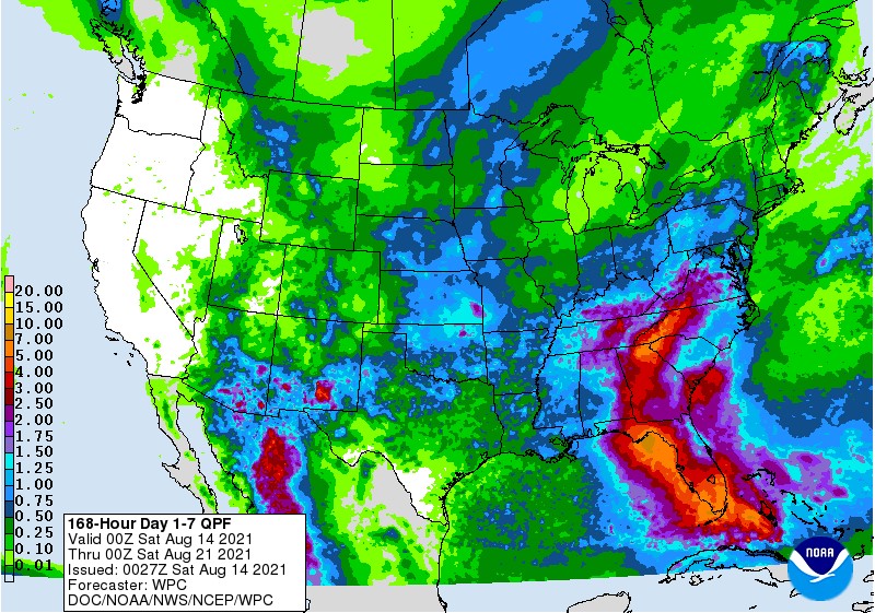 NOAA 7 day precipitation forecast