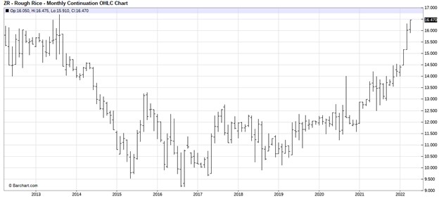 CBOT Sept Rice Futures 10 year continuation