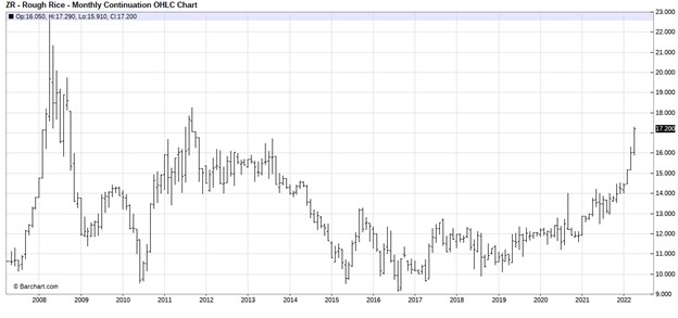 CBOT September Rice Futures 15 Year Monthly Continuation