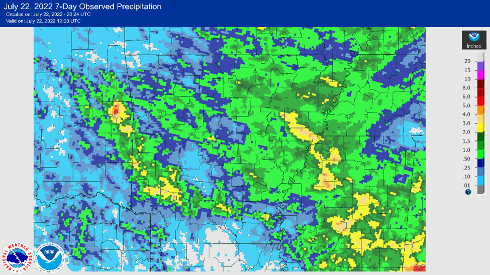 National Weather Service AHPS 7-day precipitation accumulation