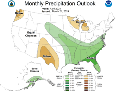 NOAA April 2024 Monthly Precipitation Outlook