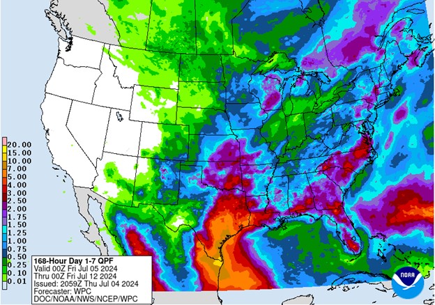 NOAA 7 day precipitation forecast