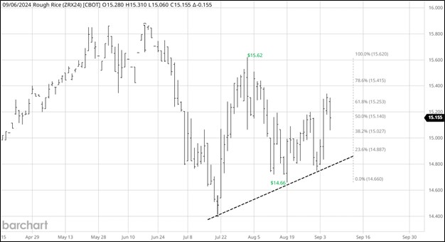 CME November 2024 Rough Rice Futures, Daily Chart