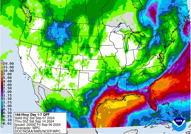 NOAA 7-day precipitation forecast