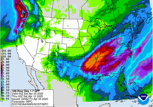 NOAA 7-day precipitation forecast