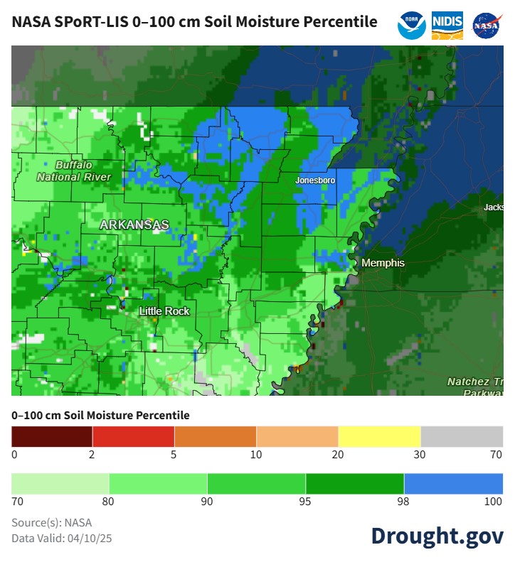 NASA SPoRT-LIS 0-100 cm Soil Moisture Percentile
