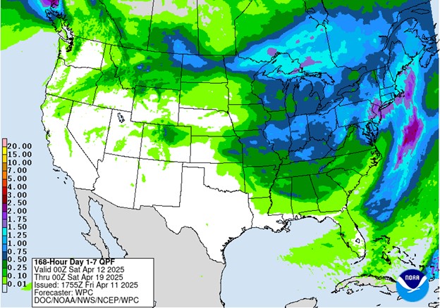 NOAA 7-day precipitation forecast