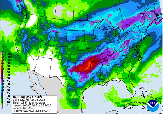 NOAA 7-day precipitation forecast