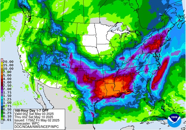 NOAA 7-day precipitation forecast