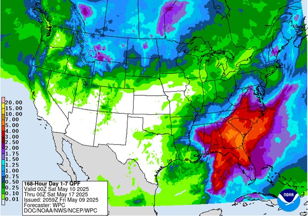 NOAA 7-day precipitation forecast