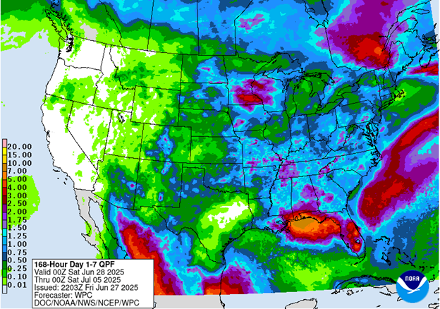 NOAA 7-day precipitation forecast