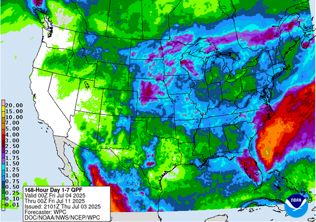 NOAA 7-day precipitation forecast