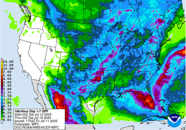 NOAA 7-day precipitation forecast