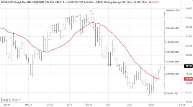 CME September 2025 Rice Futures, Daily Chart