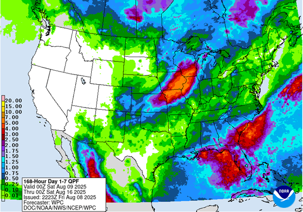 NOAA 7-day precipitation forecast