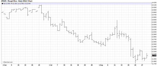 CME November 2025 Rice Futures, Daily Chart