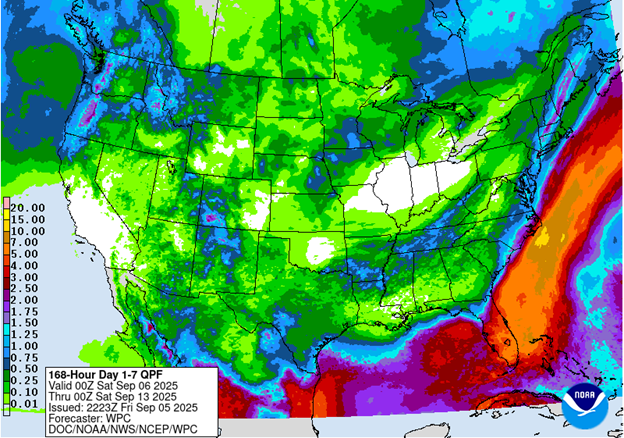 NOAA 7-day precipitation forecast