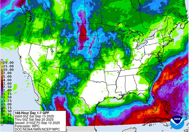 NOAA 7-day precipitation forecast