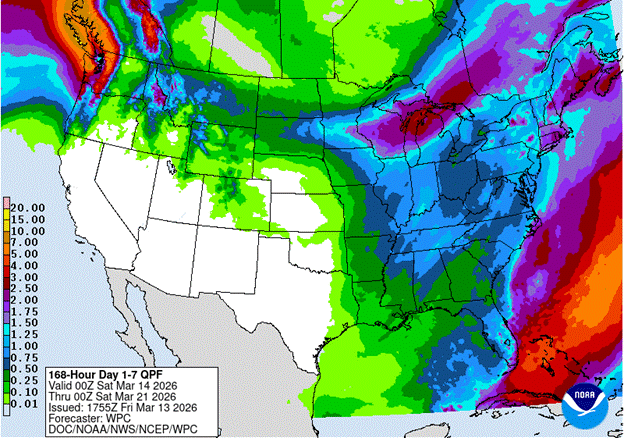 NOAA 7-day precipitation forecast