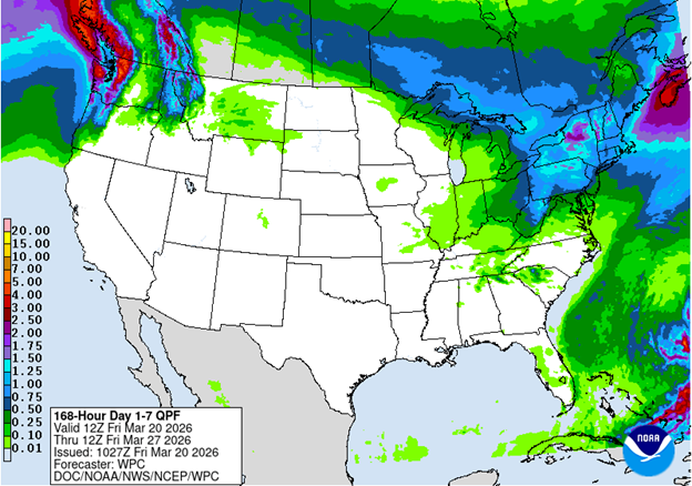 NOAA 7-day precipitation forecast