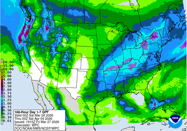 NOAA 7-day precipitation forecast