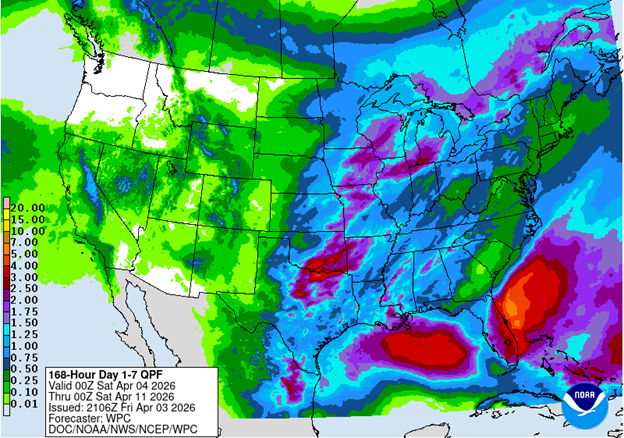 NOAA 7-day precipitation forecast