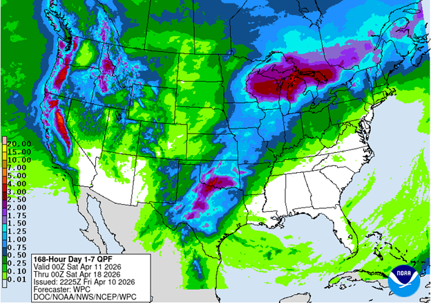 NOAA 7-day precipitation forecast