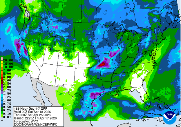 NOAA 7-day precipitation forecast