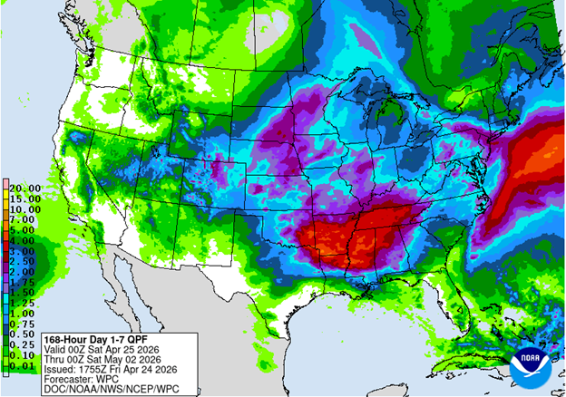 NOAA 7-day precipitation forecast