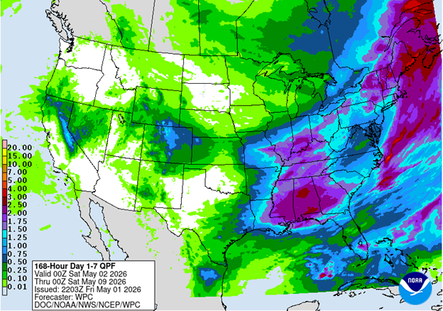 NOAA 7-day precipitation forecast