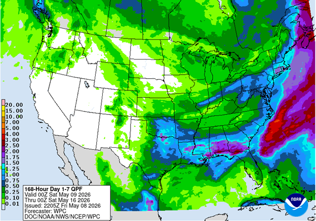 NOAA 7-day precipitation forecast