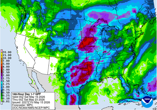 NOAA 7-day precipitation forecast