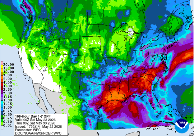 NOAA 7-day precipitation forecast