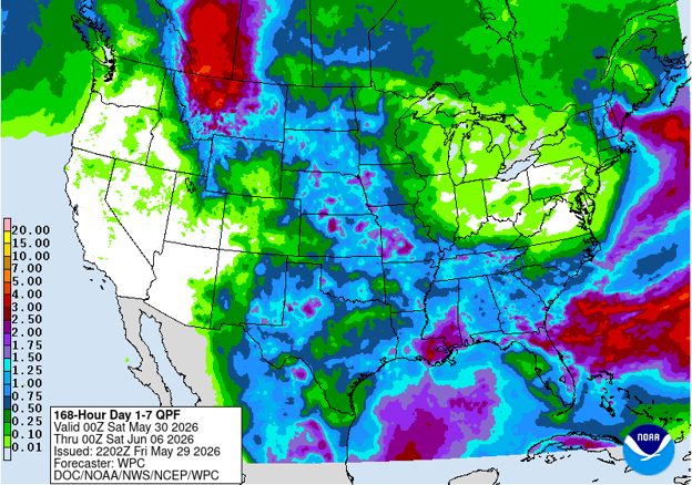 NOAA 7-day precipitation forecast
