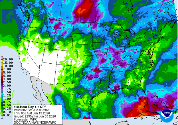 NOAA 7-day precipitation forecast