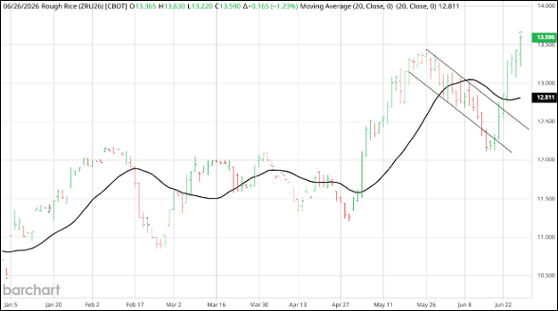 CME Rough Rice September 2026, Daily Chart