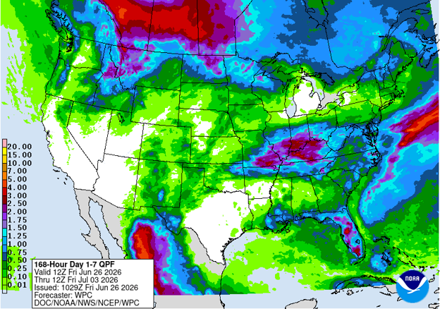 NOAA 7-day precipitation forecast