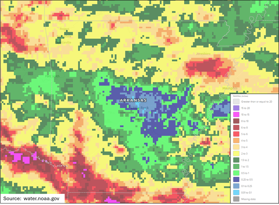 NOAA 7-day precipitation accumulation (6/19 to 6/26)