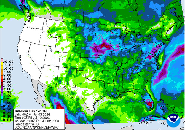 NOAA 7-day precipitation forecast