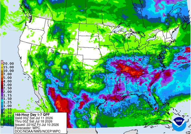 NOAA 7-day precipitation forecast