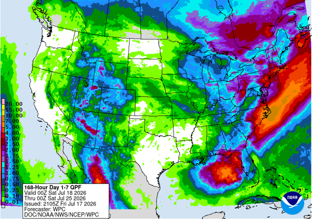 NOAA 7-day precipitation forecast